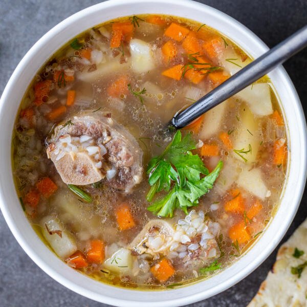 Buckwheat soup in a bowl