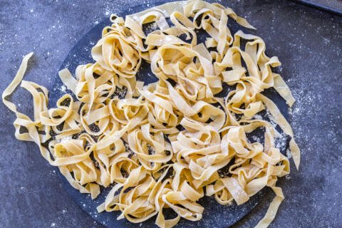 floured pasta on a surface