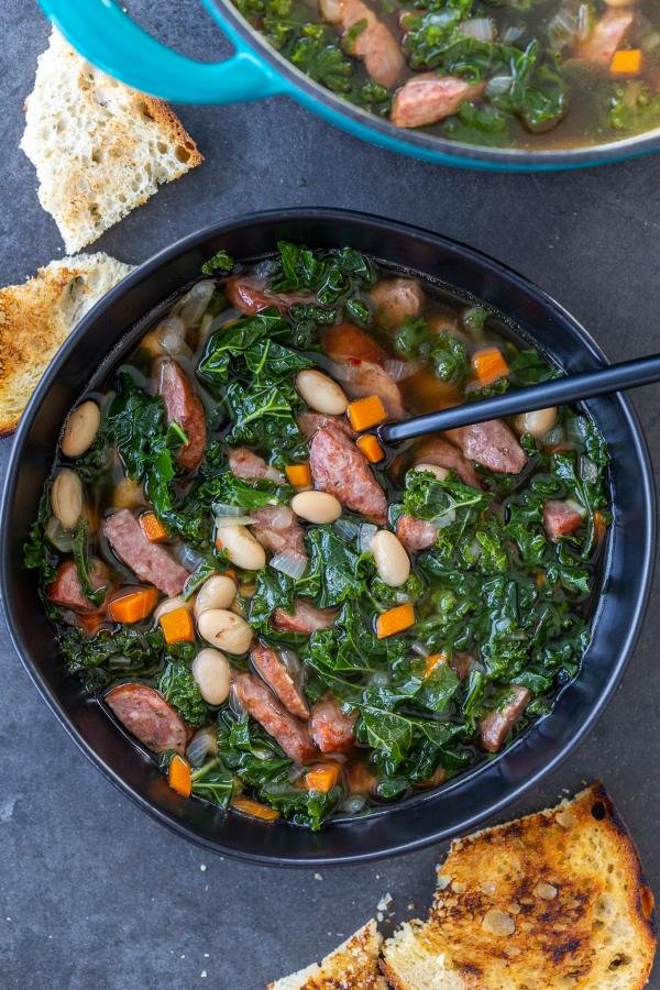 Italian Sausage Kale Soup in a bowl