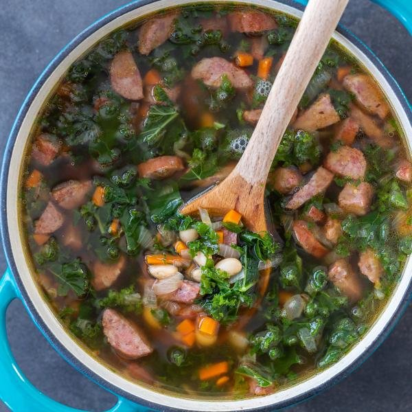 Italian Sausage Kale Soup in a pot