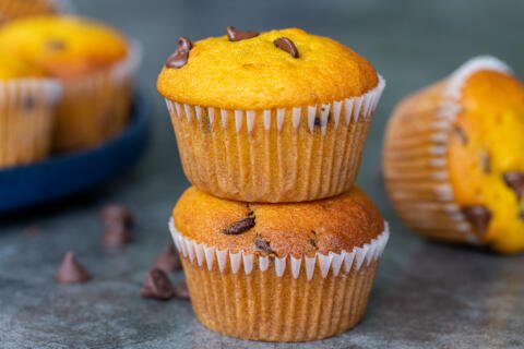 a close up of pumpkin muffins