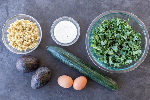Ingredients for Quinoa Kale and Avocado Salad