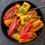 Quick Pickled Sweet Mini Bell Peppers in a bowl