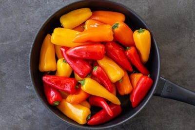 bell peppers in a pan