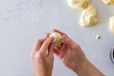 Pinched dough into a ball