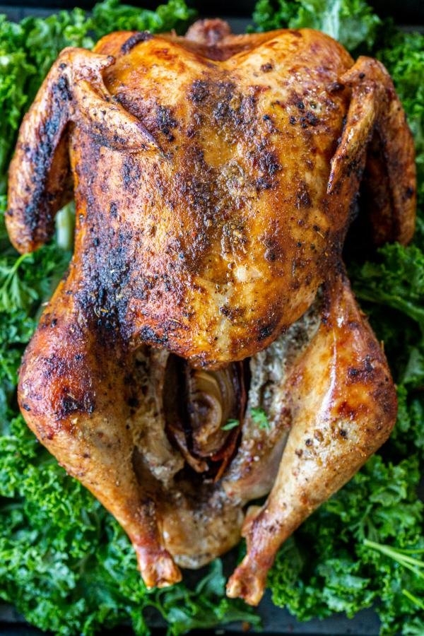 Simple Roast Turkey on a serving tray