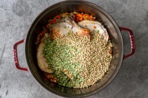 Lentils and slipt peas in a pot