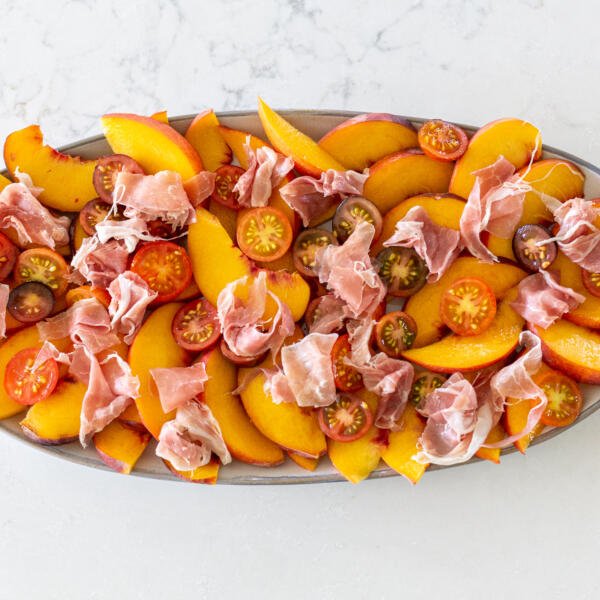 Prosciutto added to the salad palte
