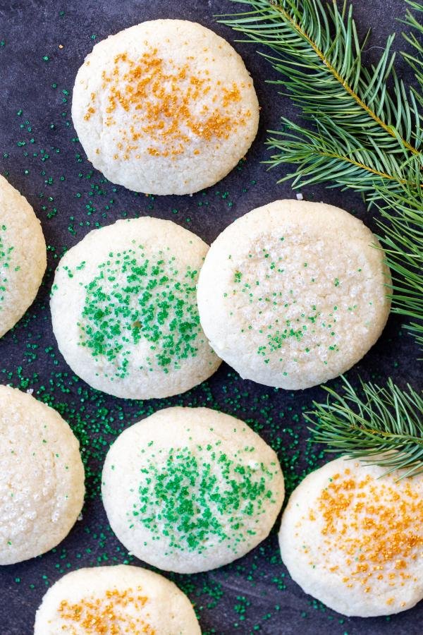 Whipped Shortbread Cookies on serving tray