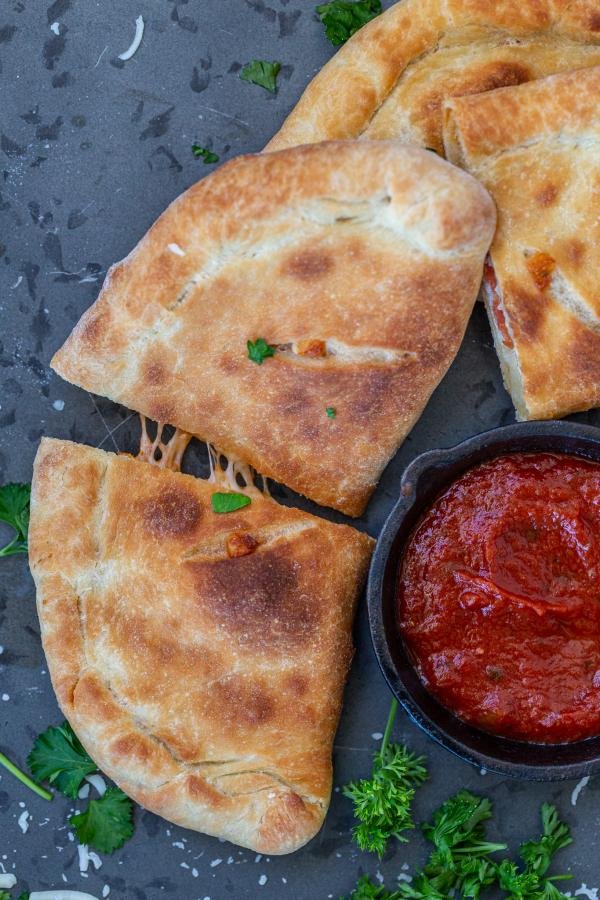 Air Fryer Calzones with sauce