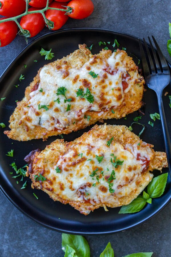 Air Fryer Chicken Parmesan on a plate