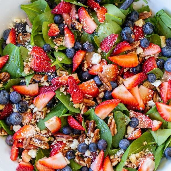 Berry Spinach Salad in a bowl