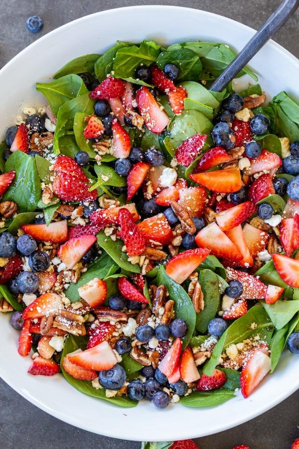 Berry Spinach Salad in a bowl