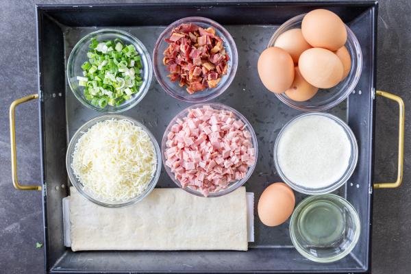 Ingredients for freestyle quiche.