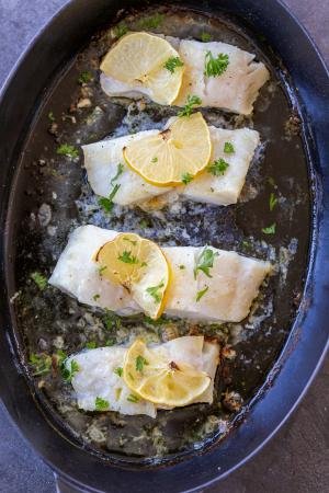 Baked Cod in a pan