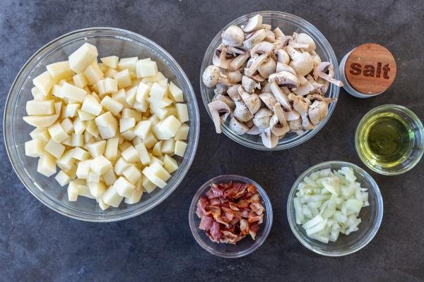 Ingredients for Potato Mushroom Breakfast