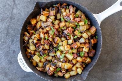 Potato Mushroom Breakfast in a serving pan