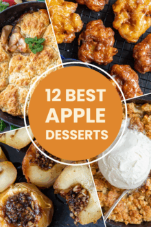 An Image of several apple recipes and writing in the center.