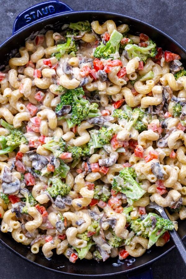 Creamy Veggie Pasta in pan