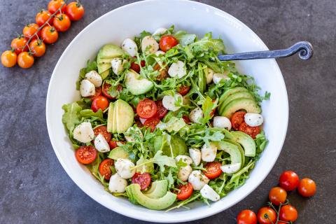 Arugula Caprese Salad in a bowl