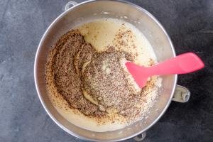 almond meal added to egg mixture