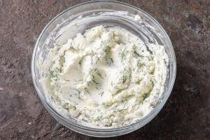 Cream cheese combined with herbs