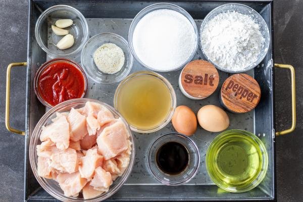Ingredients for sweet and sour chicken