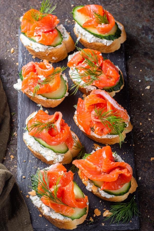 Smoked Salmon Tea Sandwiches on a serving tray