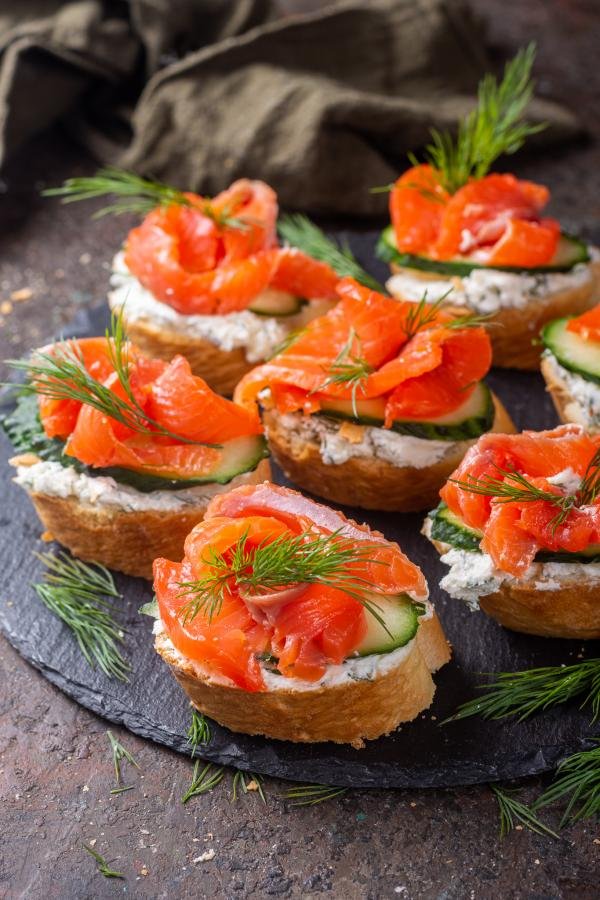 Smoked Salmon Tea Sandwiches on a serving tray