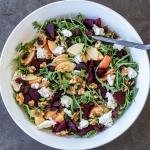 Beet and Goat Cheese Arugula Salad Recipe in a serving bowl