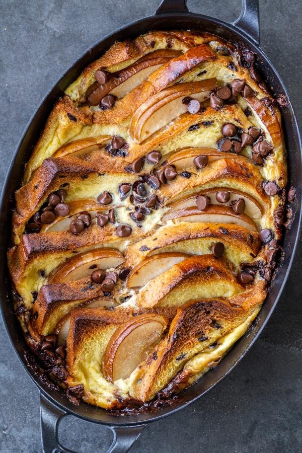 Brioche Bread Pudding in a pan