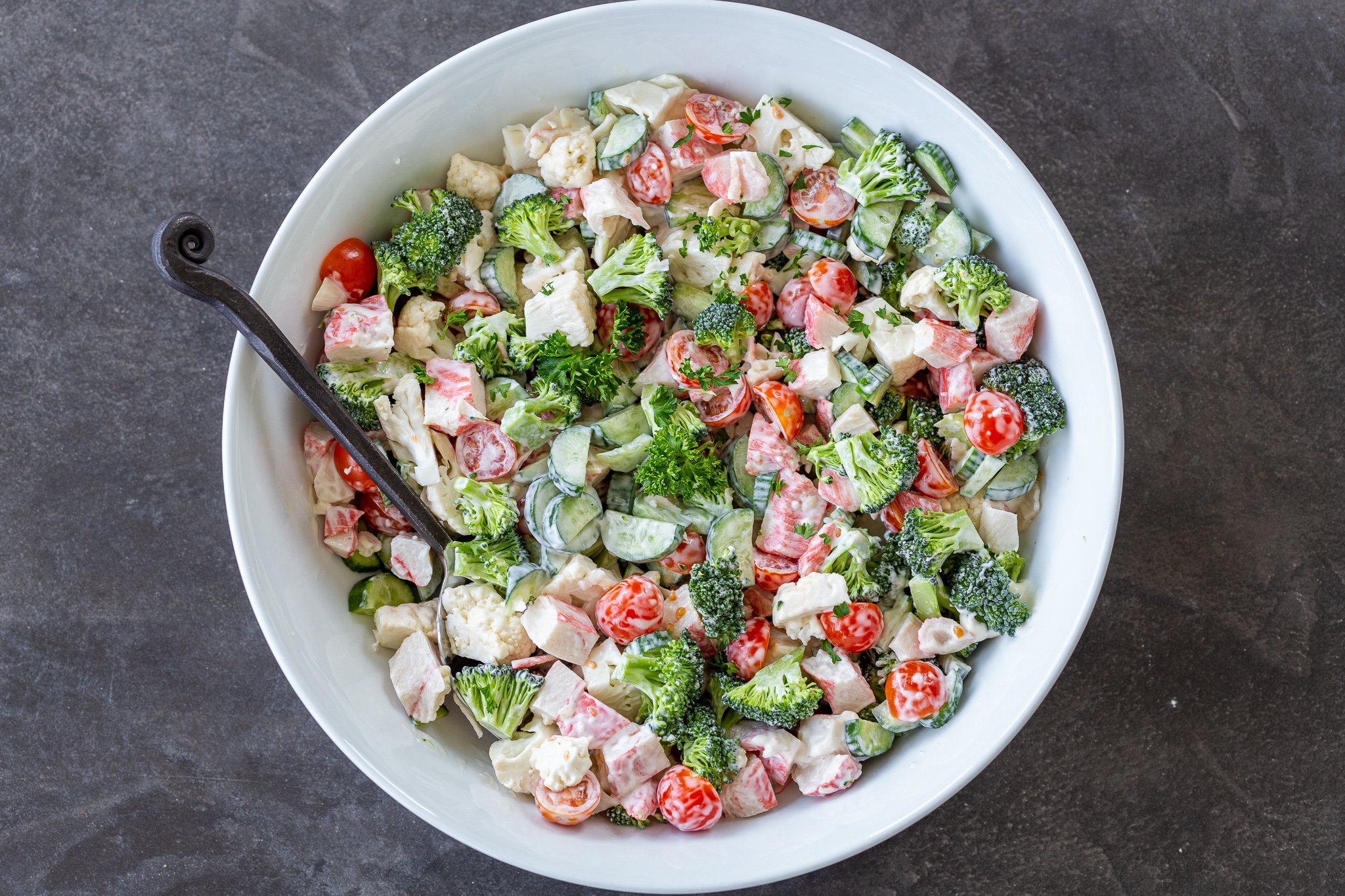 Creamy Broccoli Crab Salad Recipe Momsdish