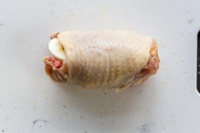 chicken thighs wrapped into roulade