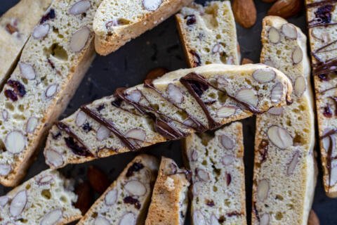 Cranberry Almond Biscotti on a tray.