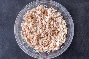crumbled tuna in a bowl