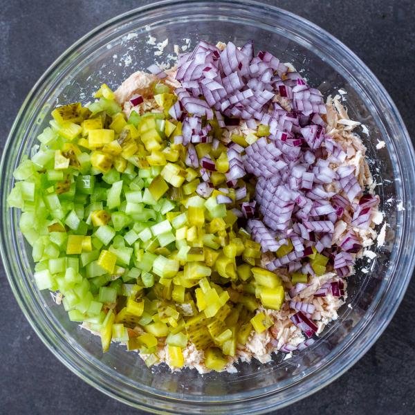 tuna salad ion a serving bowl