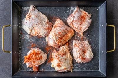 seasoned chicken on a tray