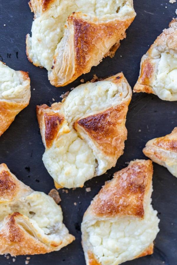 Puff Pastry Cheese Turnovers on a serving tray