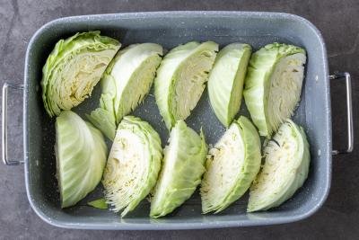 Cabbage in a baking pan