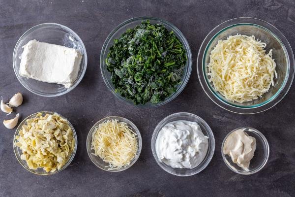 Ingredients for spinach dip