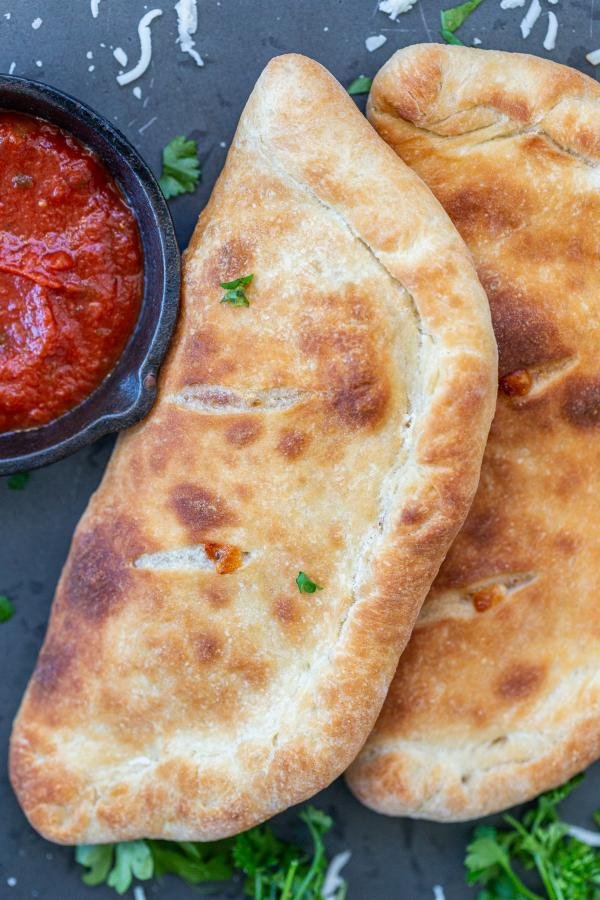 Air Fryer Calzones with sauce