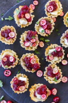 Brie and Cranberry Bites on a serving dish.