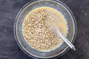 Oatmeal mixture in a bowl
