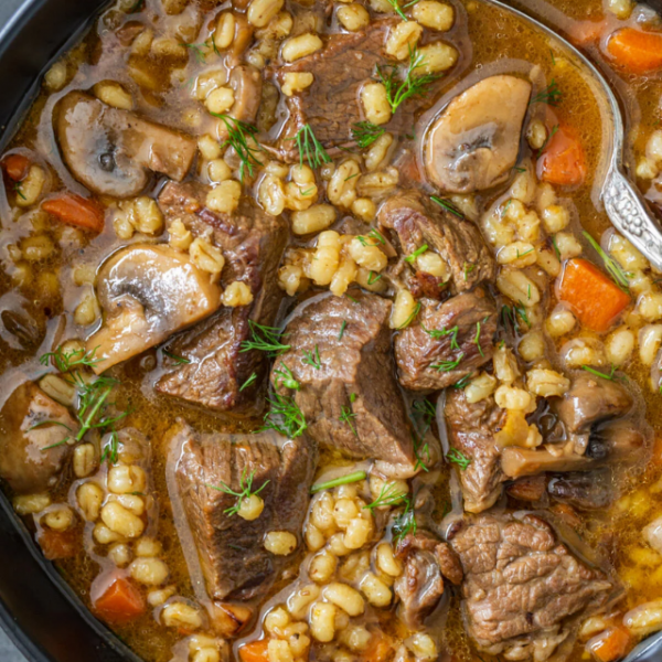 Easy Beef Barley Soup Recipe Story Poster Image