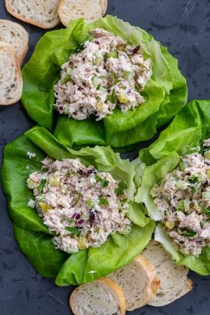 Tuna salad on a lettuce wrap