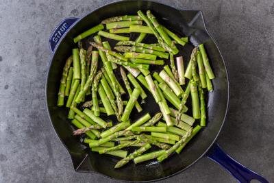 Sautéed Asparagus in a pan