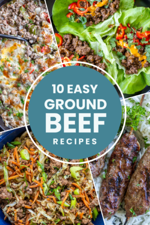 A collage of meals of ground beef.