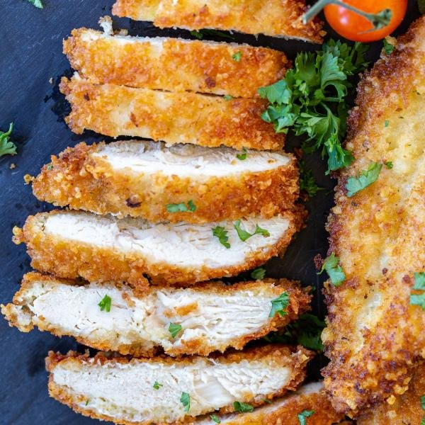 Sliced Chicken Cutlets with tomatoes