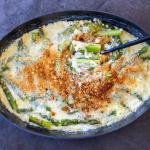 Asparagus Casserole in a pan