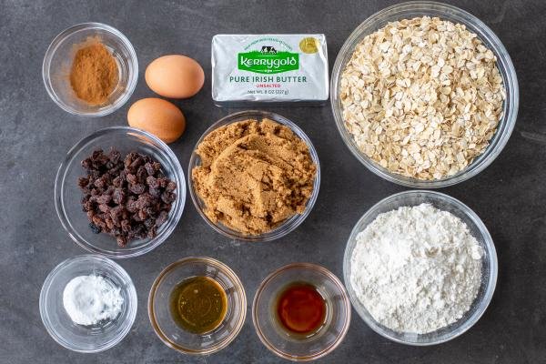 Ingredients for added to oatmeal raisin cookies